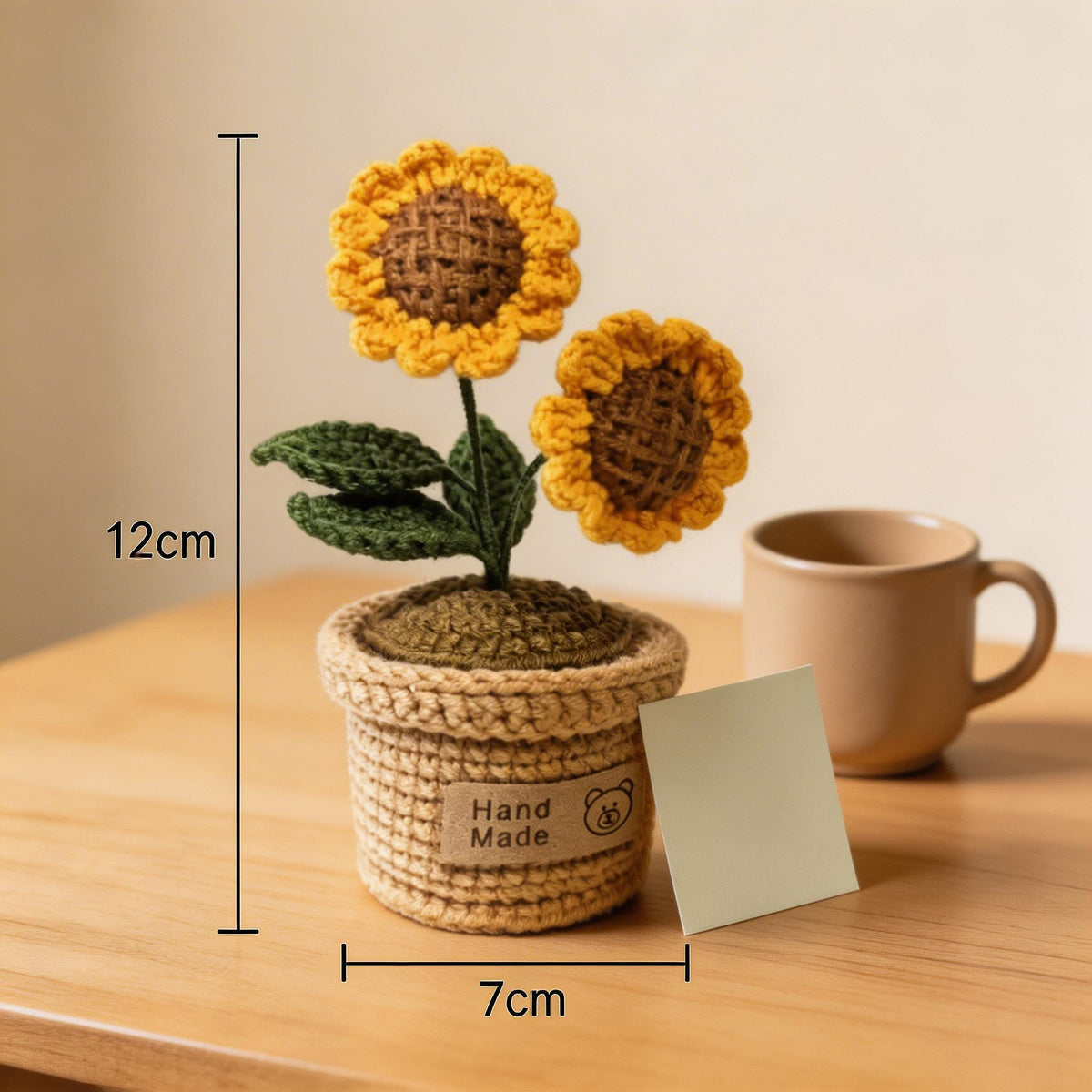 Handmade Crochet Flower Pot | Mini Potted Sunflower Tulip Decor | Amigurumi Plant Gift Home Decor