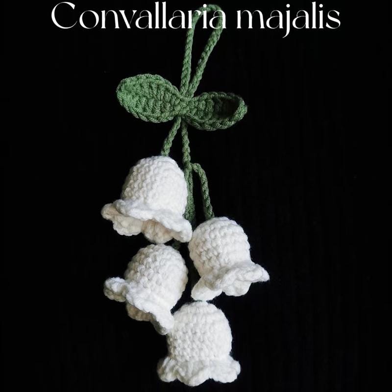 Handmade Crochet Lily of the Valley Flowers | Knitted Hanging Decor | Car Charm | Bag Charm