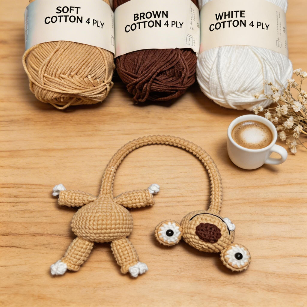 Crochet Sloth Bag Charm, Bendable Neck Plush Keychain, Kawaii Backpack Accessory