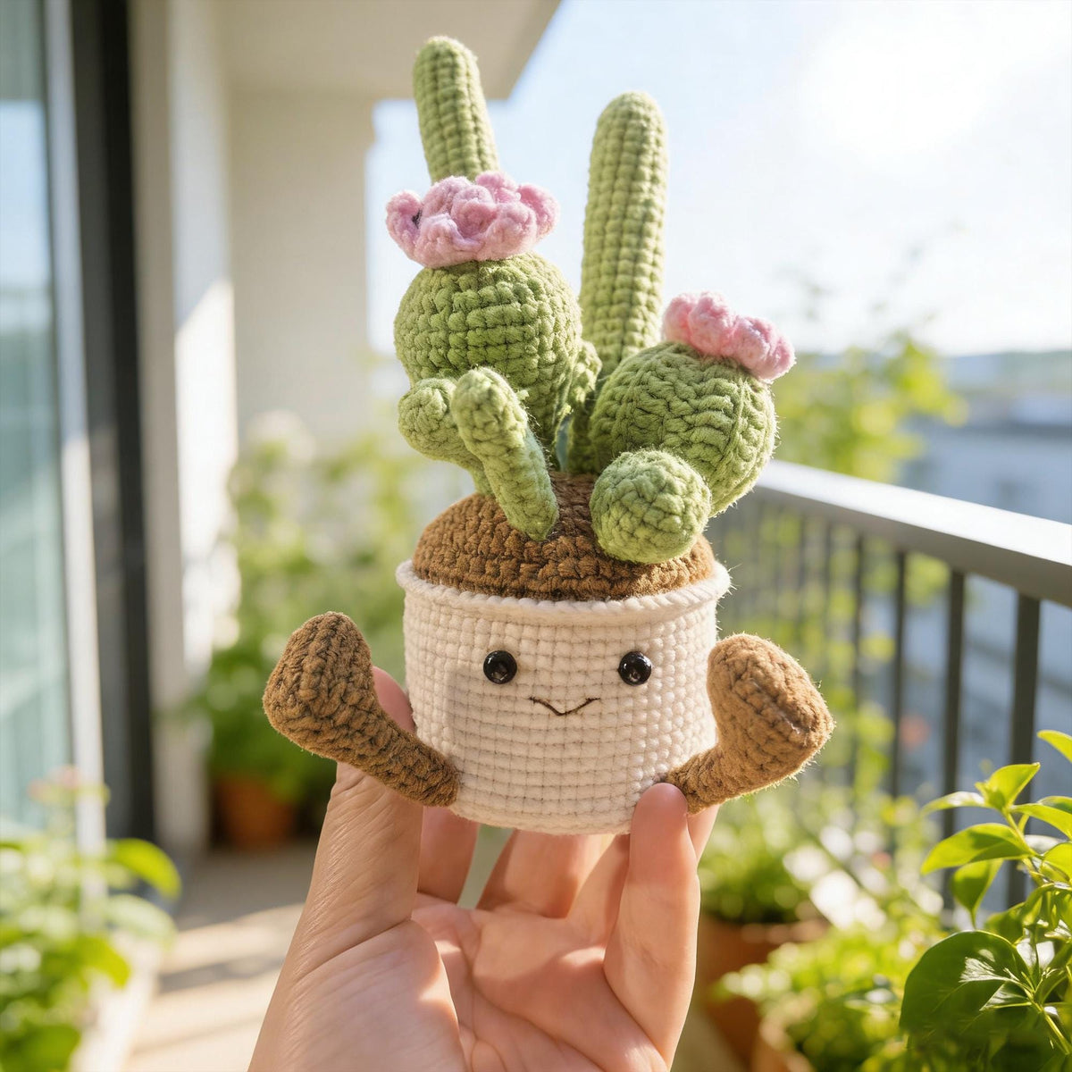 Crochet Cactus Pot| Handmade Plant Decor| Desk Decoration Gift