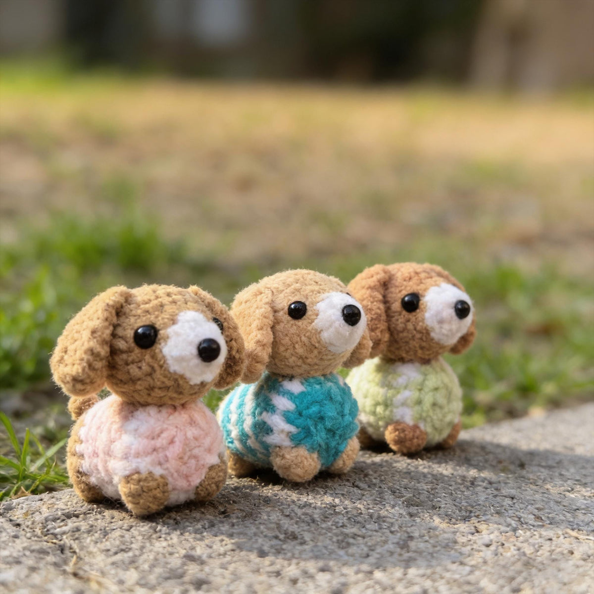 Crochet Mini Puppy Key Chain, Handmade Dog Amigurumi, Bag Charm, Gift for Dog Lovers