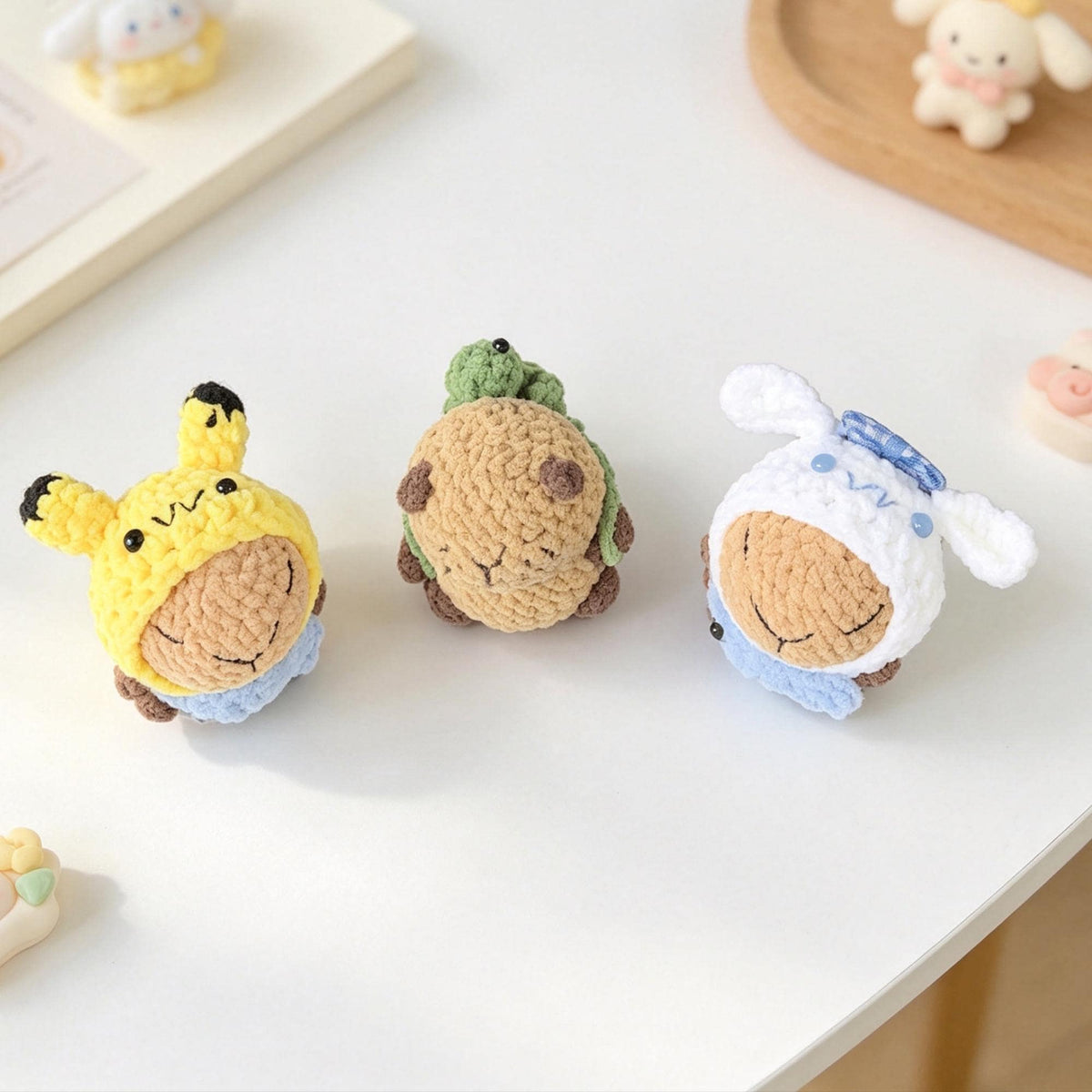Crochet Woodland Animal Plush, Handmade Animal Costume Doll, Amigurumi Desk Decor