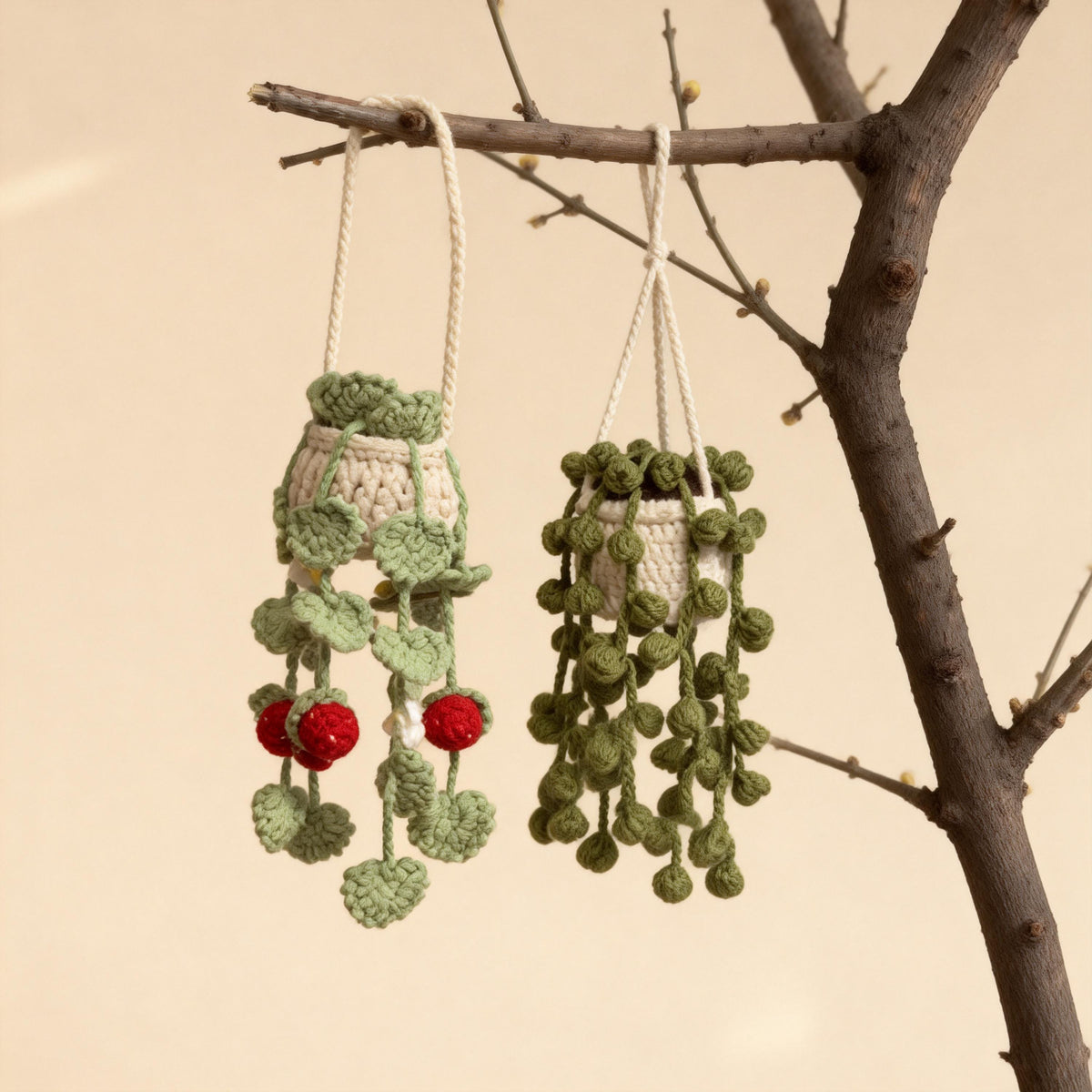 Handmade Crochet Hanging, Plant Car Charm or Home Decor