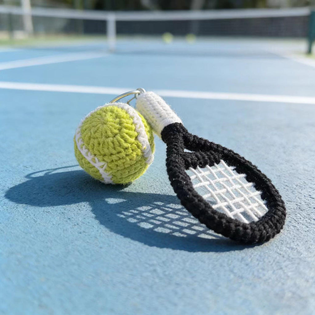 Crochet Tennis Keychain, Handmade Tennis Racket Bag Charm, Amigurumi Sport Keyring