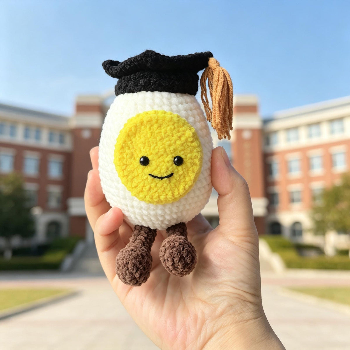 Personalized Crochet Graduation Egg Plush Handmade Graduate Gift Desk Decor
