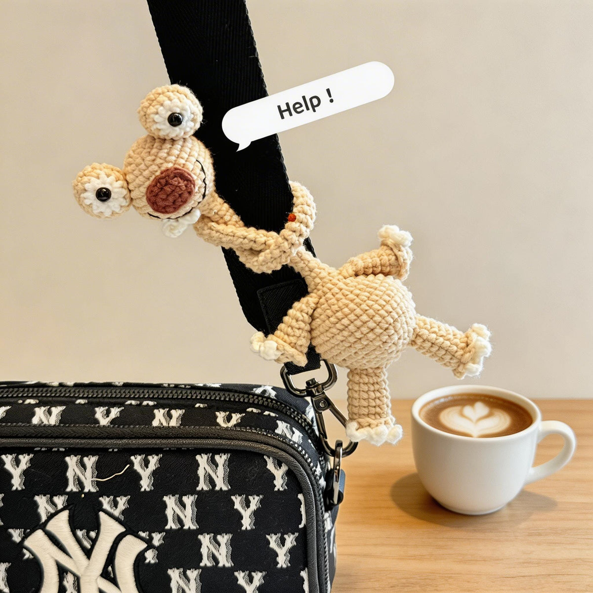 Crochet Sloth Bag Charm, Bendable Neck Plush Keychain, Kawaii Backpack Accessory