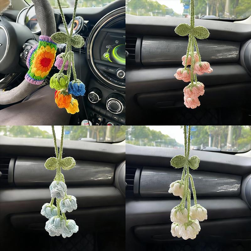 Handmade Crochet Lily of the Valley Flowers | Knitted Hanging Decor | Car Charm | Bag Charm