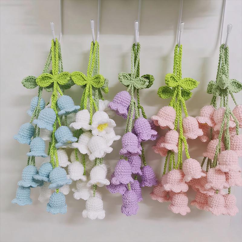 Handmade Crochet Lily of the Valley Flowers | Knitted Hanging Decor | Car Charm | Bag Charm