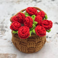 Handmade Crochet Rose Basket | Amigurumi Flower Arrangement | Crochet Bouquet Gift | Valentine’s Day Decor