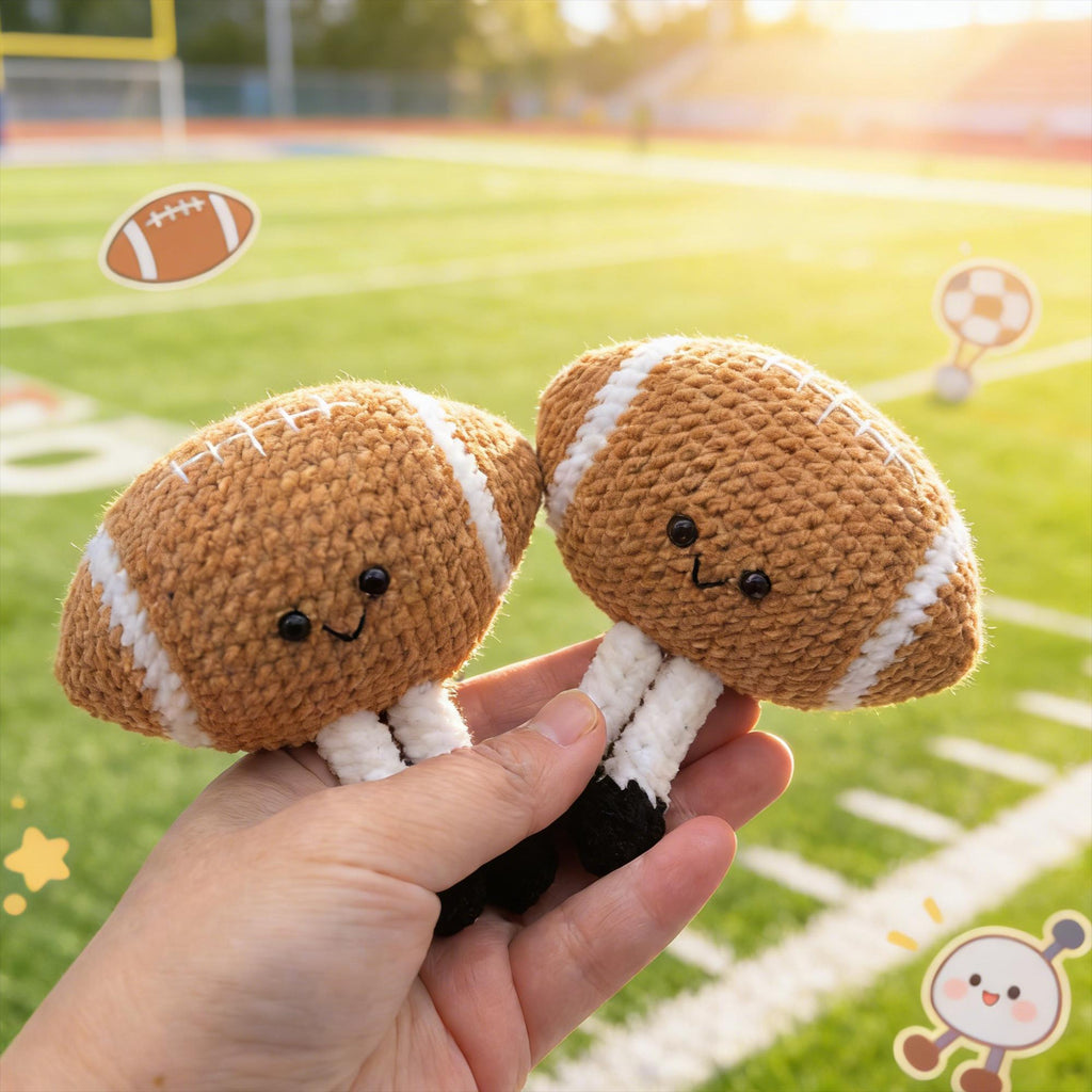 Crochet Football Keychain, Handmade Plush, Sports Gift, Athlete Gift