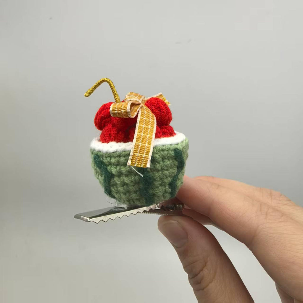 Crochet Watermelon Hair Clip, Handmade Fruit Hair Accessory, Gift for Girls