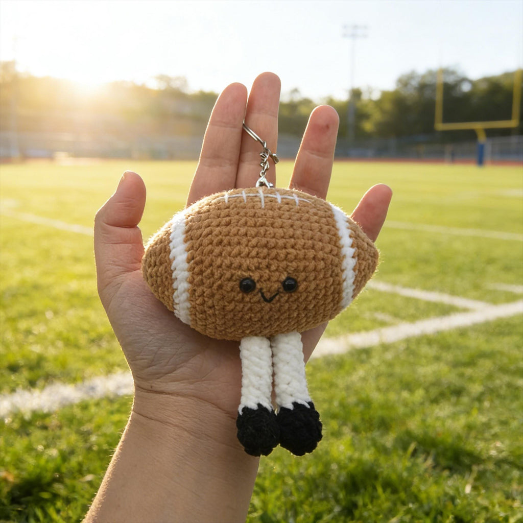 Crochet Football Keychain, Handmade Plush, Sports Gift, Athlete Gift