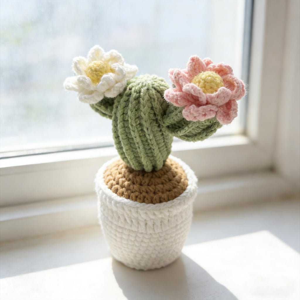 Handmade Crochet Cactus in Pot,  Amigurumi Plant Gift, Desk Decor, Small Gift