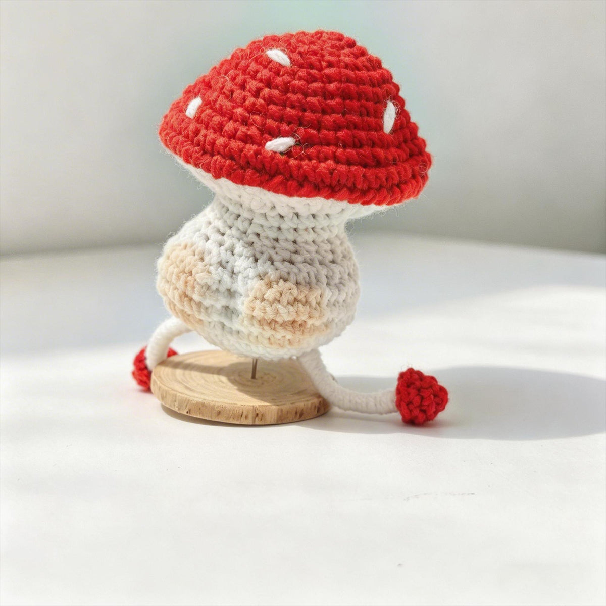 Handmade Crochet Mushroom Doll | Walking Mushroom Amigurumi | Kawaii Desk Decor | Keychain Charm