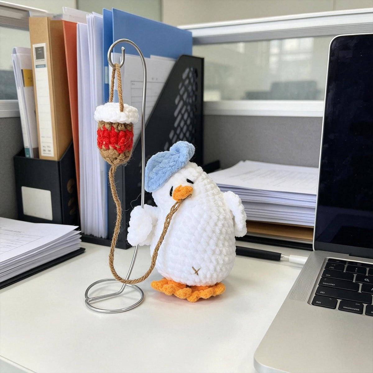 Crochet Coffee Duck, Office Desk Buddy, Coffee Lover Gift