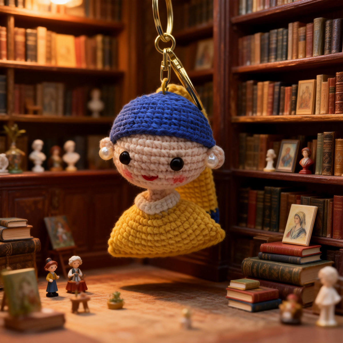 Crochet Girl with Pearl Earring Doll, Handmade Art Inspired Amigurumi,  Art Lover
