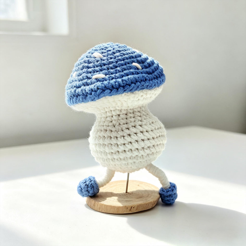 Handmade Crochet Mushroom Doll | Walking Mushroom Amigurumi | Kawaii Desk Decor | Keychain Charm