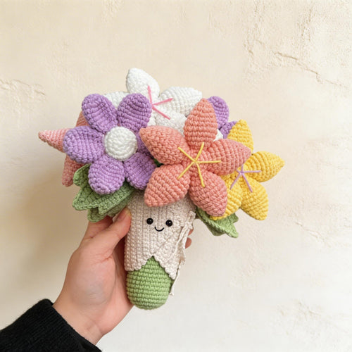 Crochet Flower Bouquet, Handmade Amigurumi Flowers, Desk Decor, Flower Gift for Her