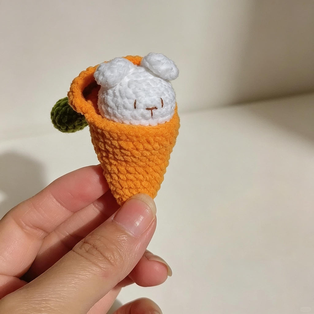Crochet Carrot Bunny Plush Handmade Detachable Rabbit Toy Gift