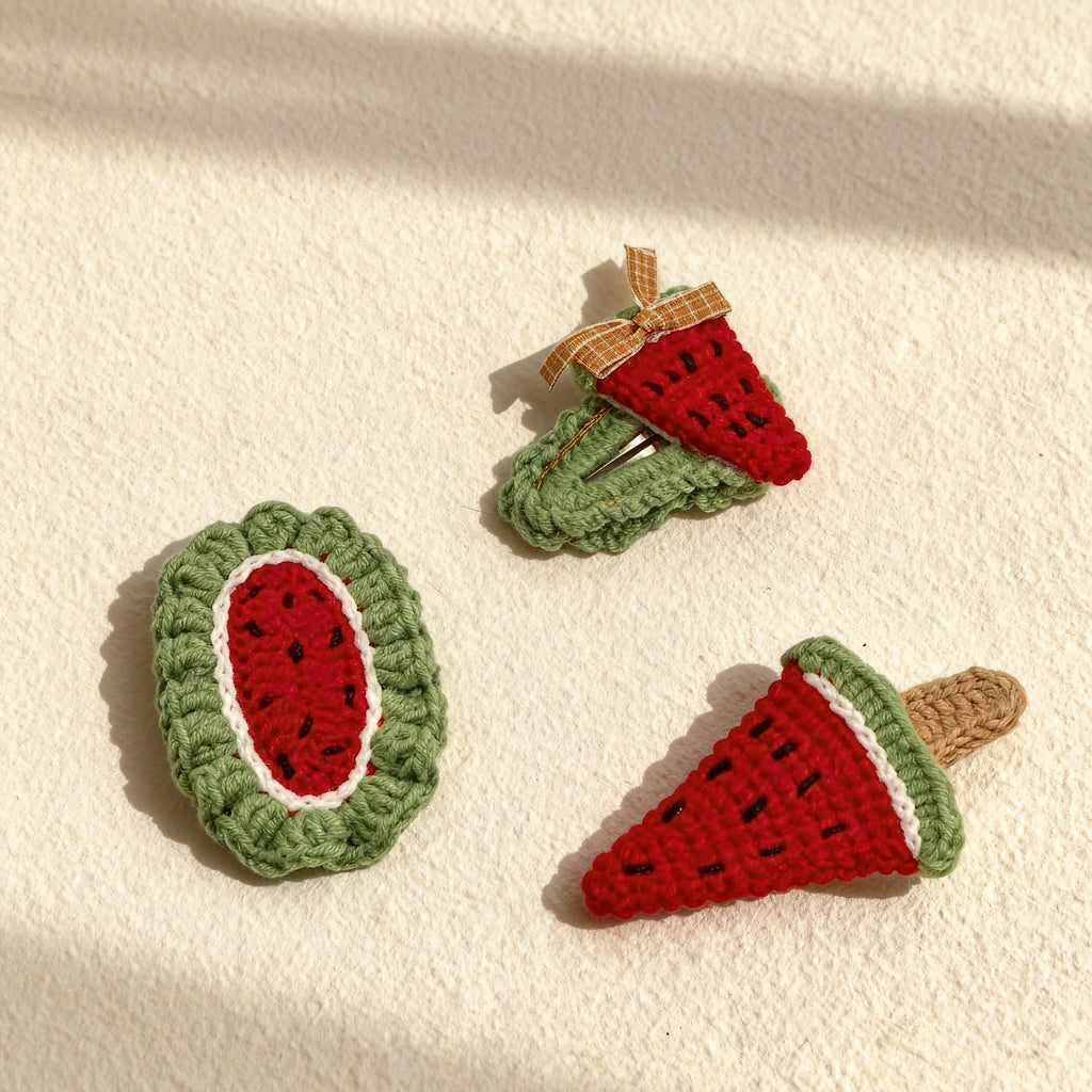 Crochet Watermelon Hair Clip, Handmade Fruit Hair Accessory, Gift for Girls