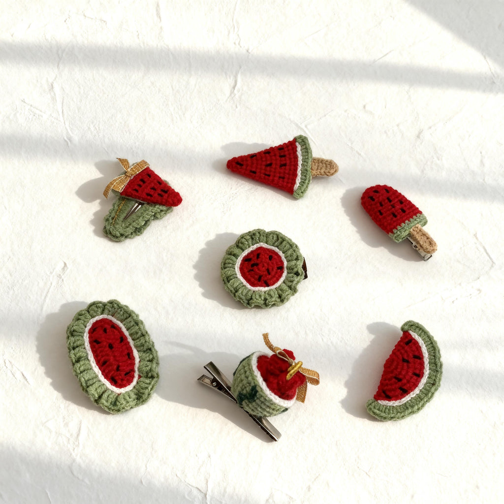 Crochet Watermelon Hair Clip, Handmade Fruit Hair Accessory, Gift for Girls