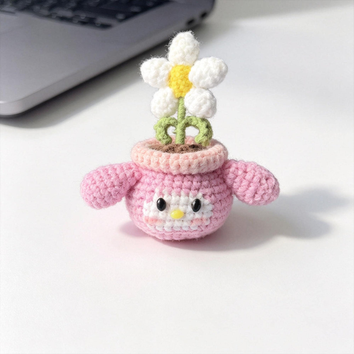 Crochet Car Dashboard Decor, Handmade Kawaii Animal Plant Plush, Desk Decor Gift