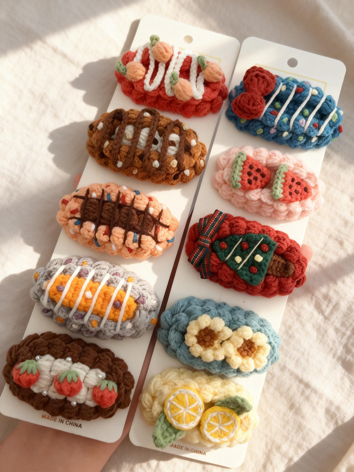 Handmade Crochet Hair Clips, Dessert Style Hair Barrette, Kawaii Accessories, Gift for Girls
