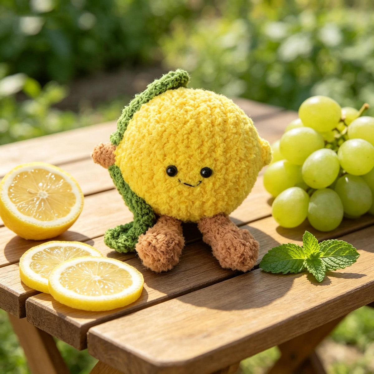 Handmade Crochet Strawberry & Lemon Plush, Amigurumi Fruit Decor, Desk Ornament