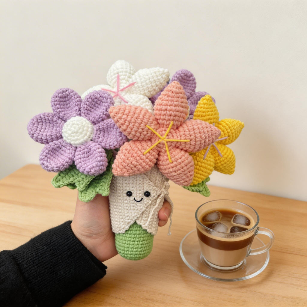 Crochet Flower Bouquet, Handmade Amigurumi Flowers, Desk Decor, Flower Gift for Her