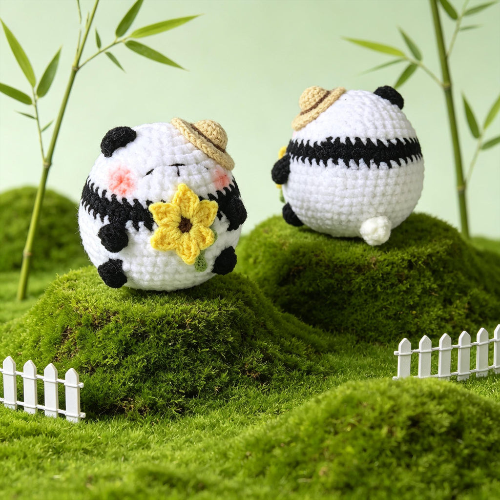 Crochet Panda Plush Handmade Mini Animal Desk Decor Gift