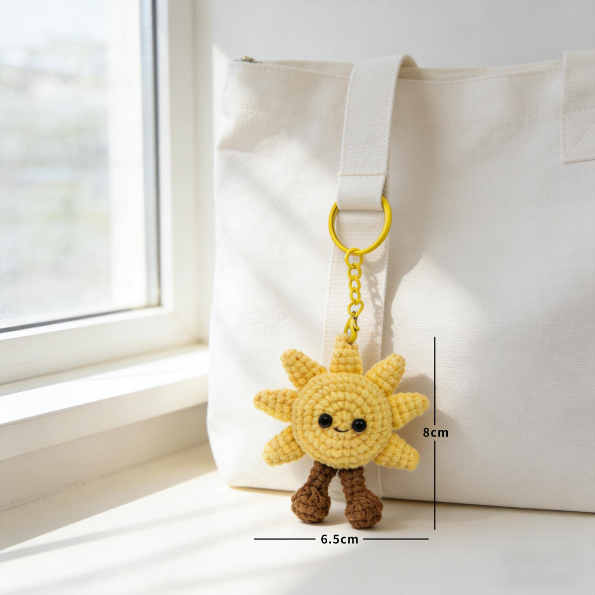 Handmade Crochet Sun Plush,  Kawaii Sunshine Amigurumi Doll, Smiling Sun Desk Decor Gift
