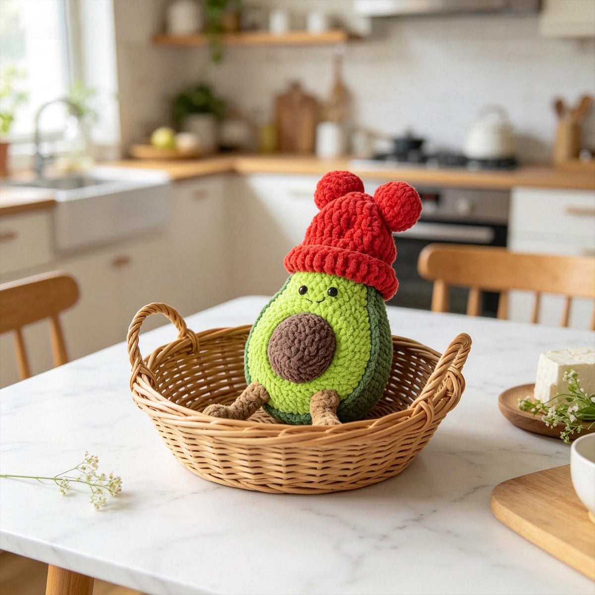 Crochet Avocado Plush With Removable Pit Handmade Food Amigurumi Gift