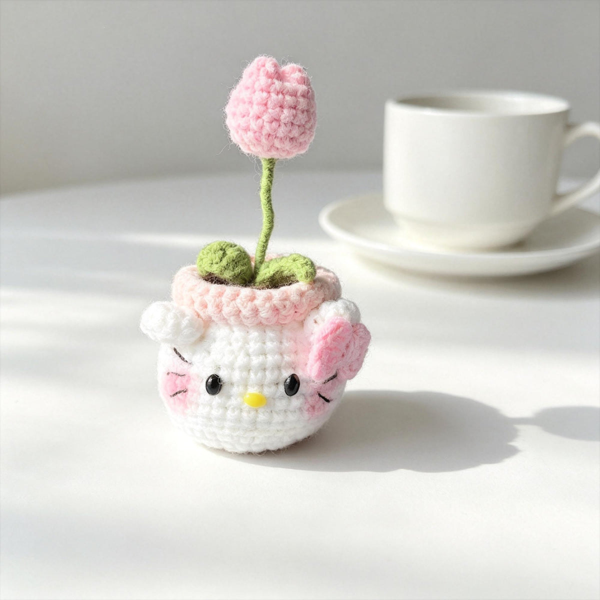 Crochet Car Dashboard Decor, Handmade Kawaii Animal Plant Plush, Desk Decor Gift