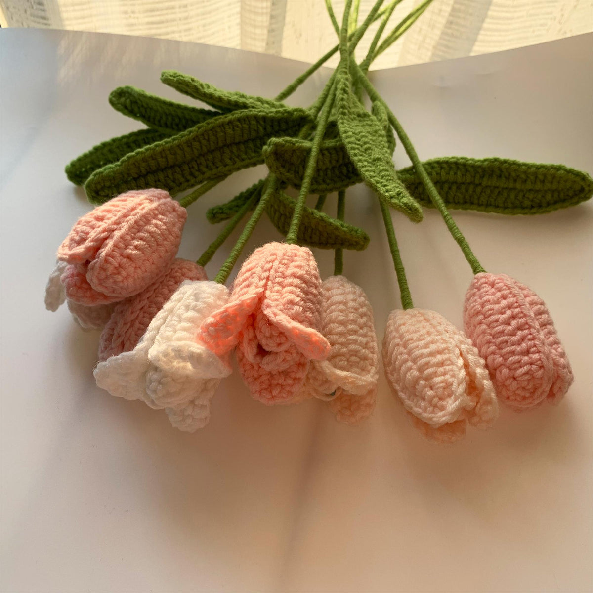 Handmade Crochet Tulip Bouquet, Knitted Flowers,  Home Decoration, Mother’s Day Gift