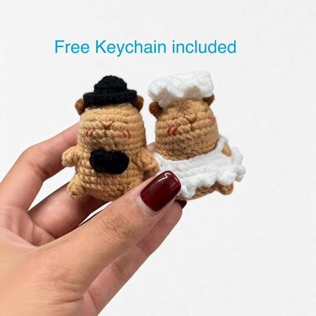 Crochet Wedding Couple capybara|Handmade Amigurumi Bride and Groom