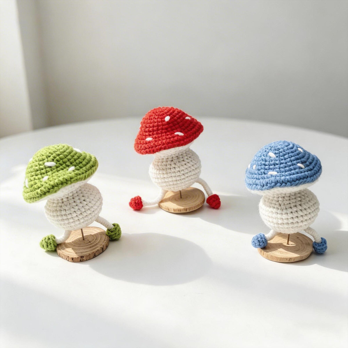 Handmade Crochet Mushroom Doll | Walking Mushroom Amigurumi | Kawaii Desk Decor | Keychain Charm