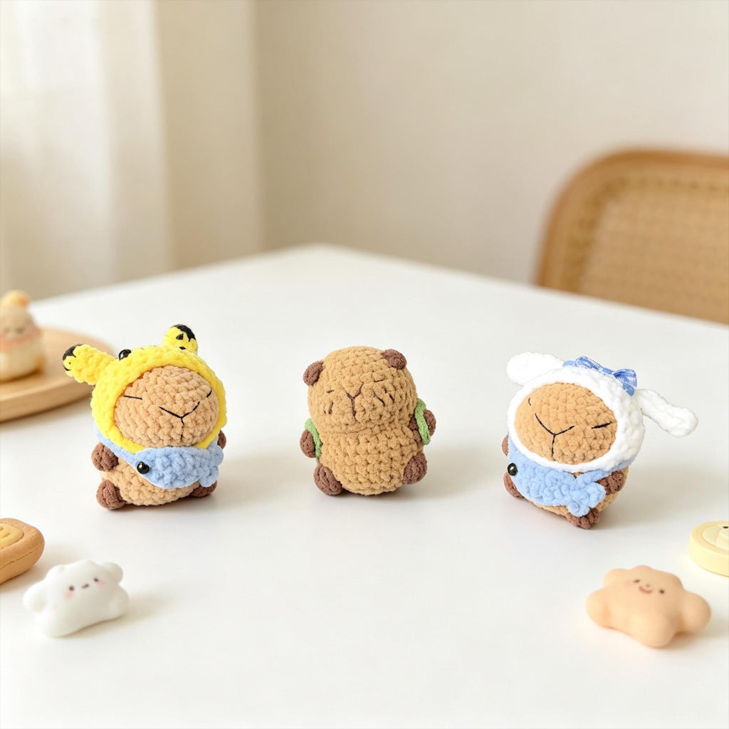 Crochet Woodland Animal Plush, Handmade Animal Costume Doll, Amigurumi Desk Decor