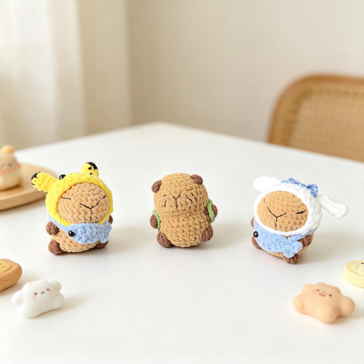 Crochet Woodland Animal Plush, Handmade Animal Costume Doll, Amigurumi Desk Decor