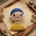 Crochet Girl with Pearl Earring Doll, Handmade Art Inspired Amigurumi,  Art Lover
