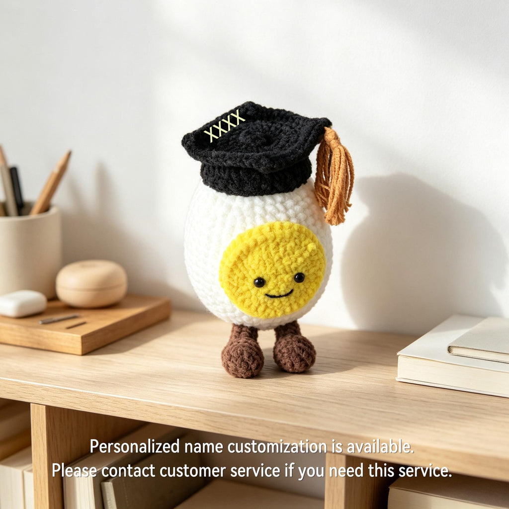 Personalized Crochet Graduation Egg Plush Handmade Graduate Gift Desk Decor