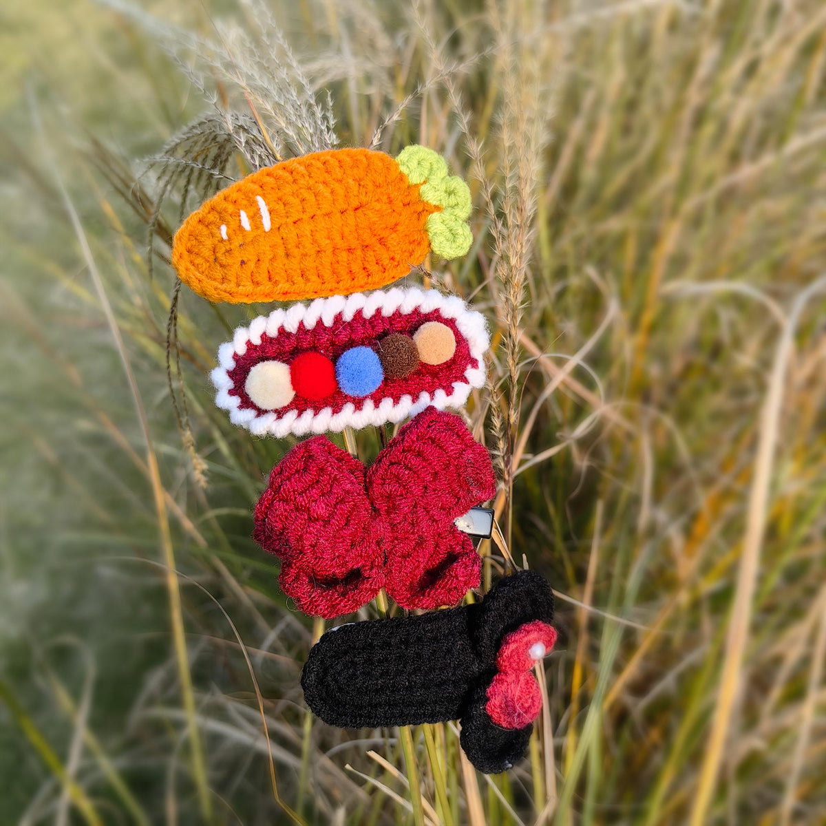 Handmade Crochet Hair Clips, Animal & Fruit Hair Accessories, Gift for Kids and Adults