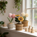 Handmade Crochet Flower Pot | Mini Potted Sunflower Tulip Decor | Amigurumi Plant Gift Home Decor