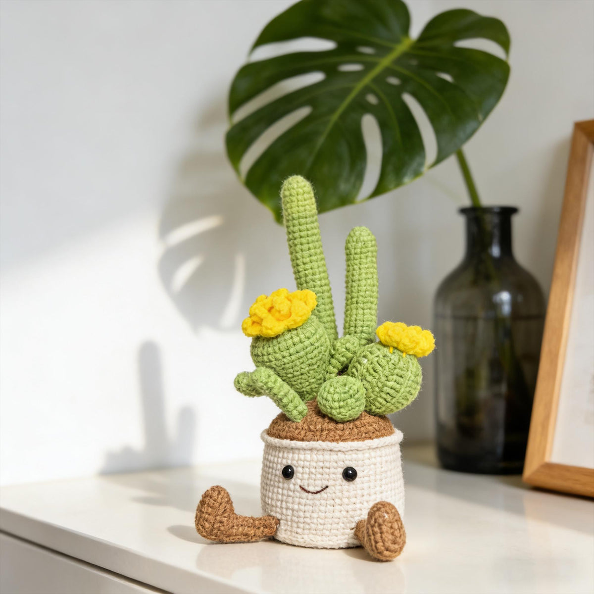 Crochet Cactus Pot| Handmade Plant Decor| Desk Decoration Gift