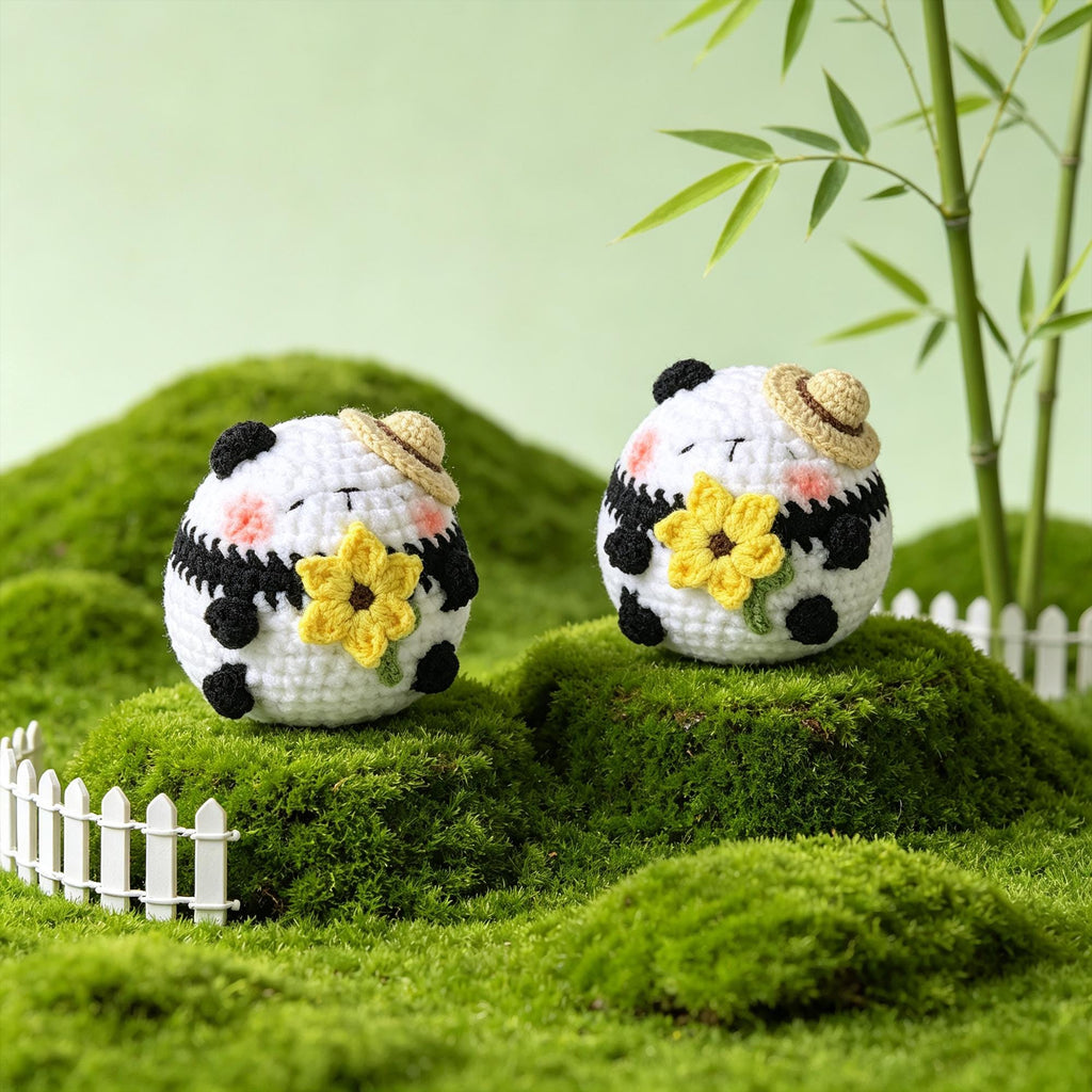 Crochet Panda Plush Handmade Mini Animal Desk Decor Gift