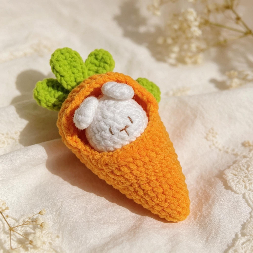 Crochet Carrot Bunny Plush Handmade Detachable Rabbit Toy Gift