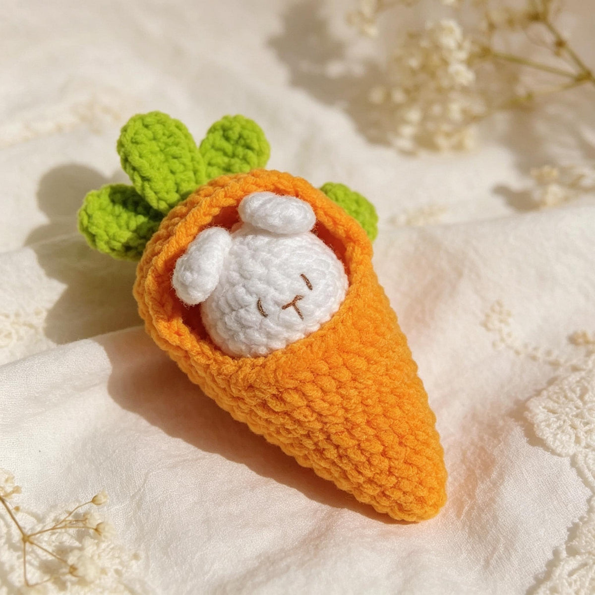 Crochet Carrot Bunny Plush Handmade Detachable Rabbit Toy Gift