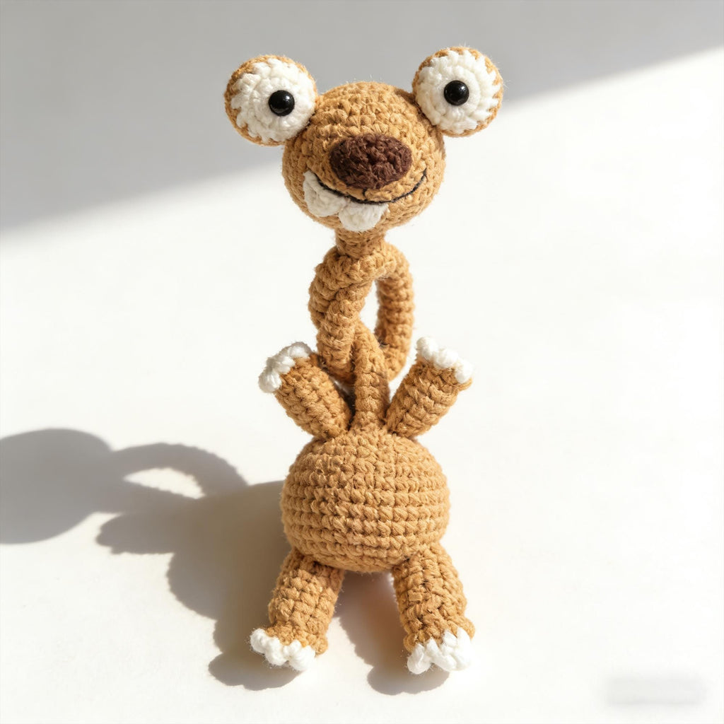 Crochet Sloth Bag Charm, Bendable Neck Plush Keychain, Kawaii Backpack Accessory