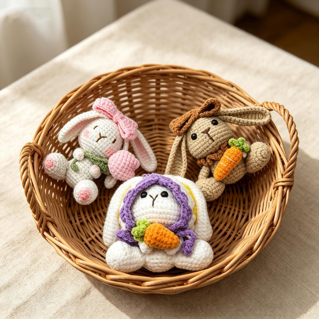 Crochet Bunny Plush | Amigurumi Rabbit Doll | Handmade Bunny with Carrot | Kawaii Gift | Easter Decor