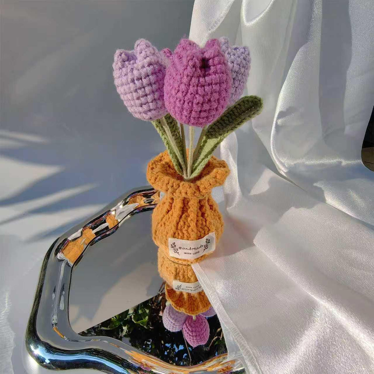 Handmade Crochet Tulip Bouquet | Amigurumi Flower Decor | Knitted Tulips|  Desk Ornament | Gift for Her