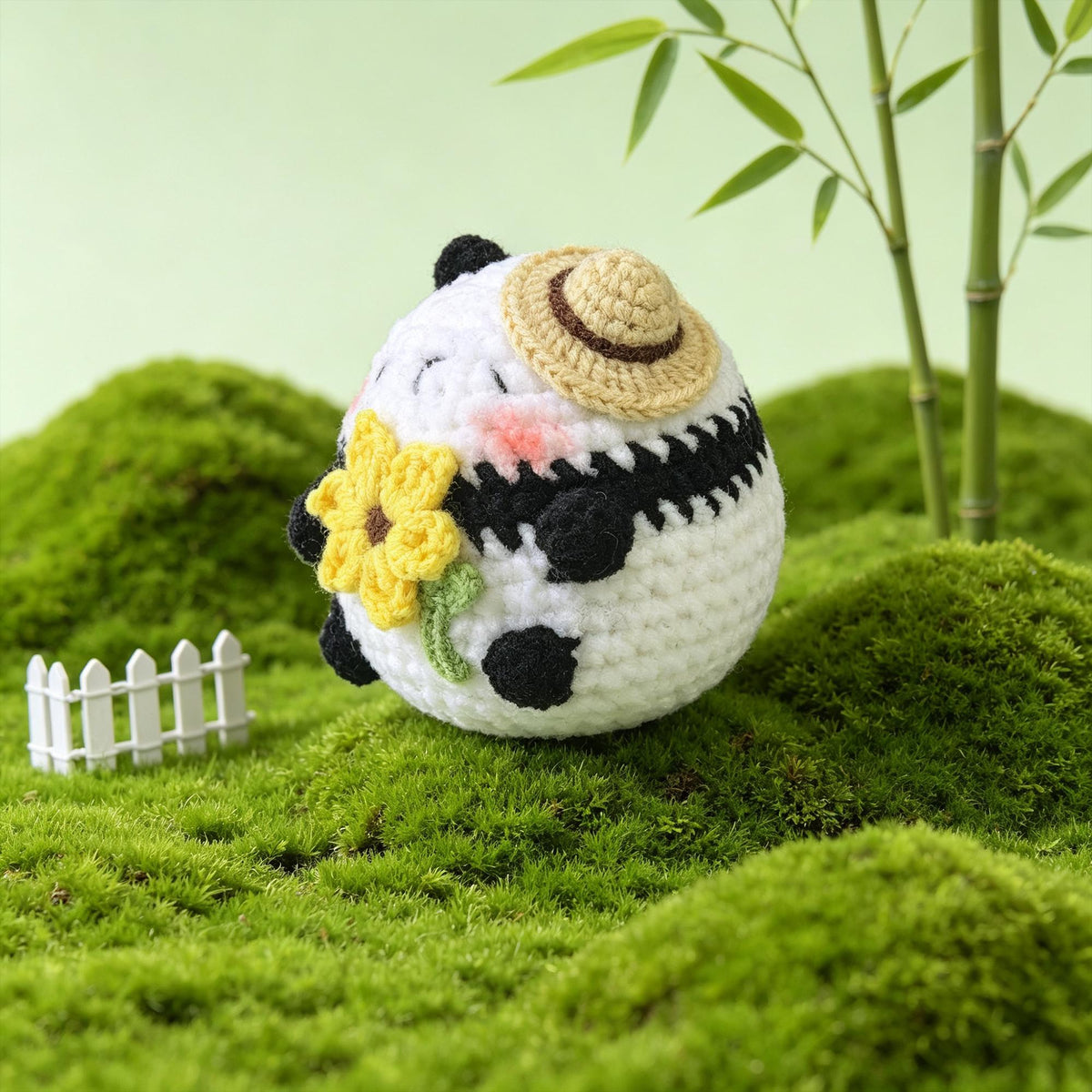 Crochet Panda Plush Handmade Mini Animal Desk Decor Gift